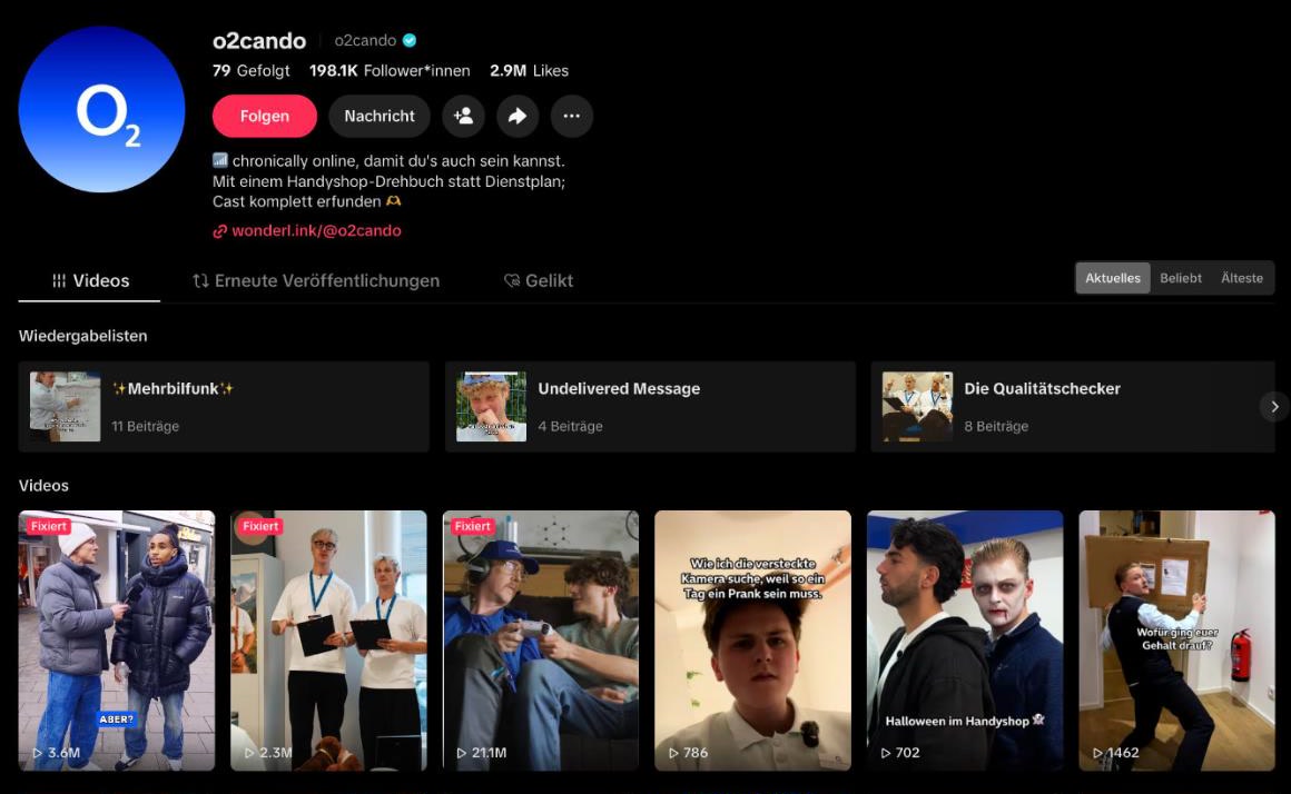 TikTok-Profil @o2cando am 26.10.2026